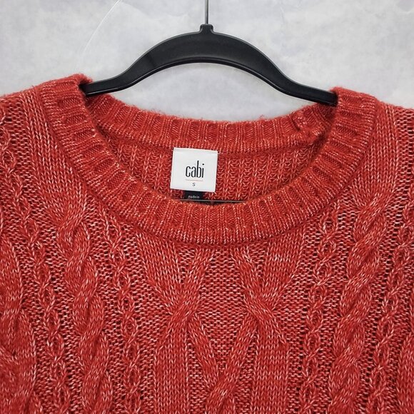 cAbi Sweater Women's Small Playoff Pullover Cable Knit Crew Neck Tunic Orange - Picture 12 of 16